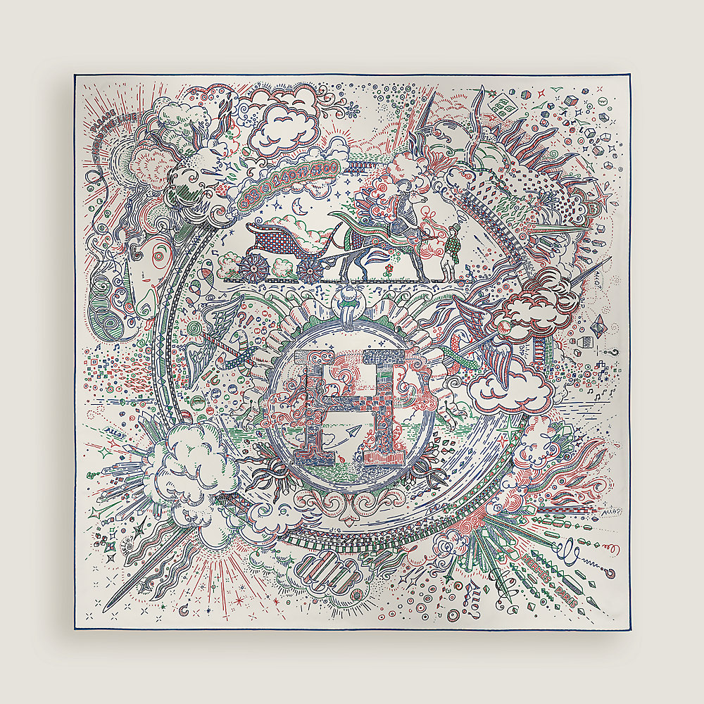 Please Hold The Line 90方巾- 藍色| Hermès 愛馬仕台灣地區官網